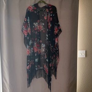 Black floral kimono
